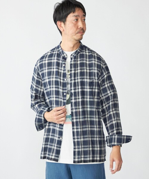 SHIPS（シップス） シャツ SHIPS: インディア バンドカラー ロング
