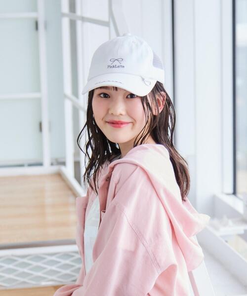 PINK-latte キャップ 帽子 リボンキャップ キッズ 子供 女の子