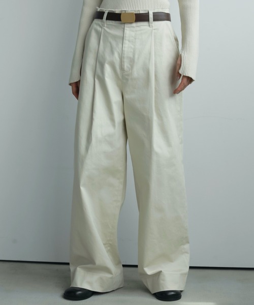anuke（アンヌーク） パンツ Wide Chino Pants レディース : ZOZOTOWN