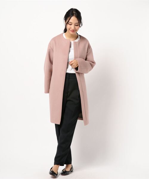 IENA ピンク ノーカラーコート VERMEIL par iena（ヴェルメイユパーイエナ） ノーカラーコート 38