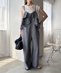 美品　DouDouドゥドゥ フリルビスチェキャミサロペット 黒 DouDou（ドゥドゥ） オールインワン 「WEB限定」 フリルビスチェキャミ