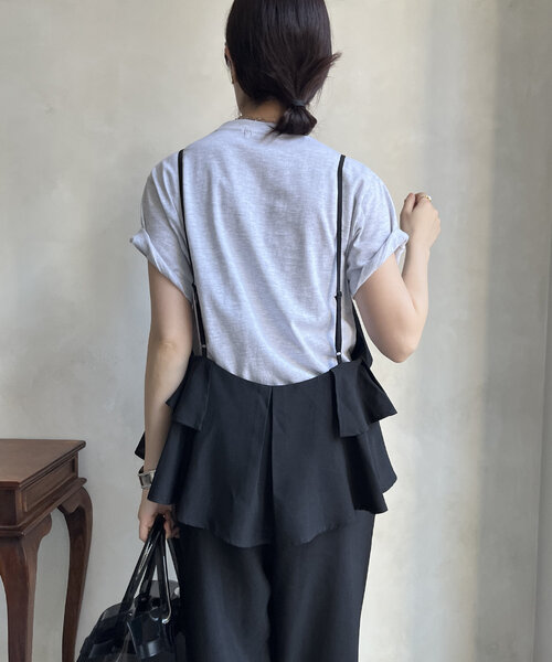 【WEB限定】 フリルビスチェキャミサロペットDouDou ブラック WEB限定】フリルビスチェキャミサロペット | DOUDOU(ドゥドゥ