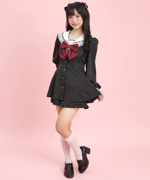 シーハニ Secret Honey セットアップ セーラー ワインレッド シークレットハニー Secret Honey レースセーラーカラー