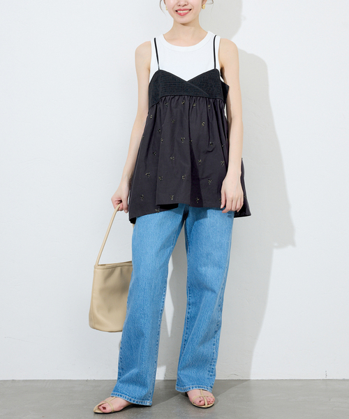 SLOBE IENA 新品未使用　キャミトップブラウス　ブラック SLOBE IENA ブラウス シャツ カットジャガードキャミブラウス