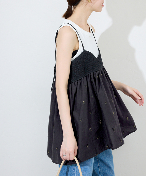 SLOBE IENA 新品未使用　キャミトップブラウス　ブラック SLOBE IENA ブラウス シャツ カットジャガードキャミブラウス