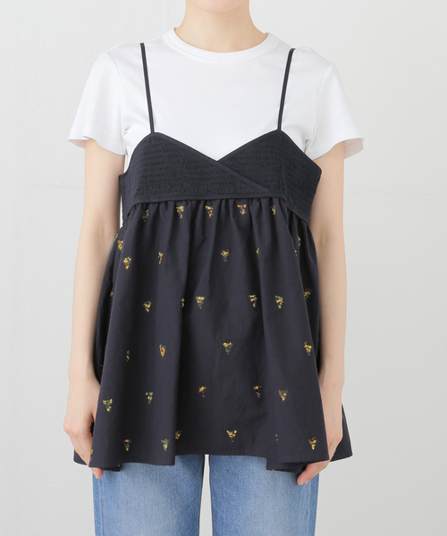 SLOBE IENA ブラウス シャツ カットジャガードキャミブラウス