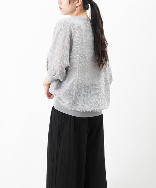 ブラウス シャツ LC/LLL カットジャガードラグランクルーネックブラウス レディース LADY LUCK LUCA ブラウス シャツ LC/LLL カットジャガード