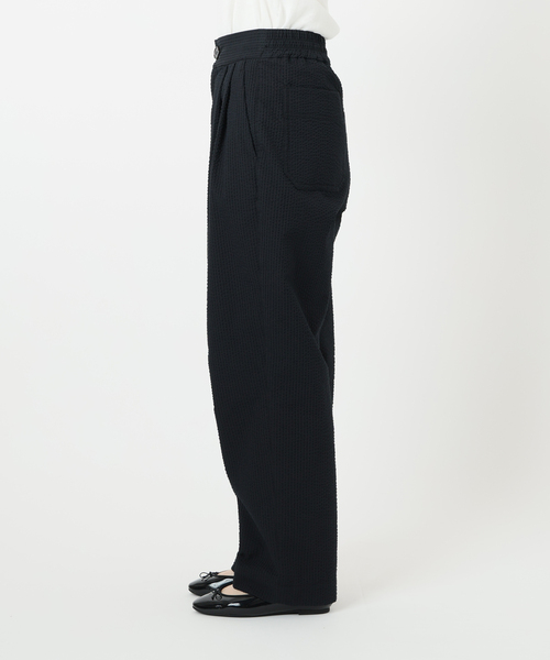 IENA スラックス パンツ BLACK シアサッカーパンツ レディース