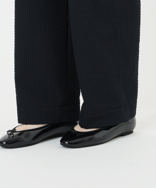 IENA スラックス パンツ BLACK シアサッカーパンツ レディース
