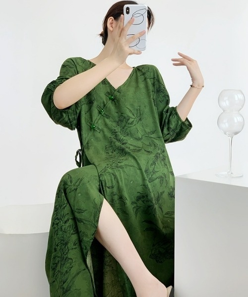 gossip!ロサンゼルス ワンピース 「5色展開」チャイナボタンリボン