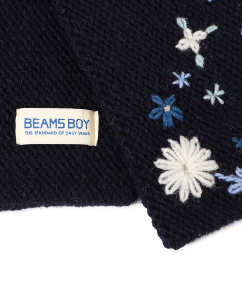Beamsboy 手編みフラワー刺繍マフラー BEAMS BOY マフラー ストール 手編み フラワー刺繍 レディース