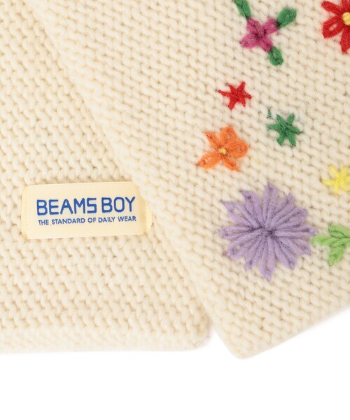 Beamsboy 手編みフラワー刺繍マフラー BEAMS BOY マフラー ストール 手編み フラワー刺繍 レディース
