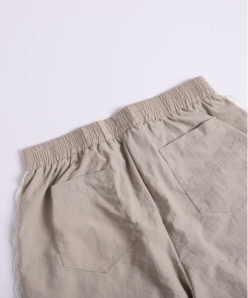 ワイドパンツ パンツ サイドレースライントラックパンツ レディースの画像