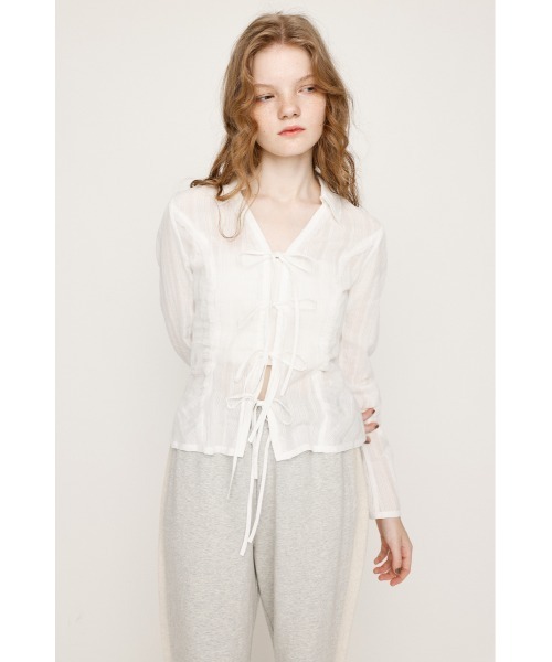 SLY（スライ） ブラウス シャツ FRONT RIBBON SHIRRING SH フロント
