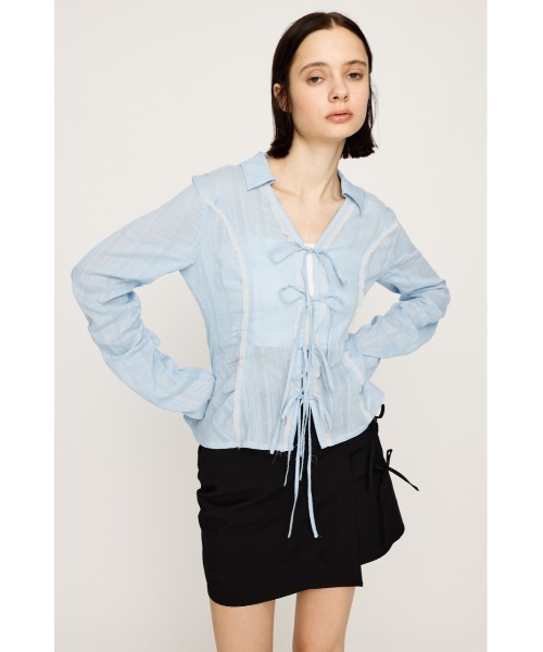 SLY（スライ） ブラウス シャツ FRONT RIBBON SHIRRING SH フロント