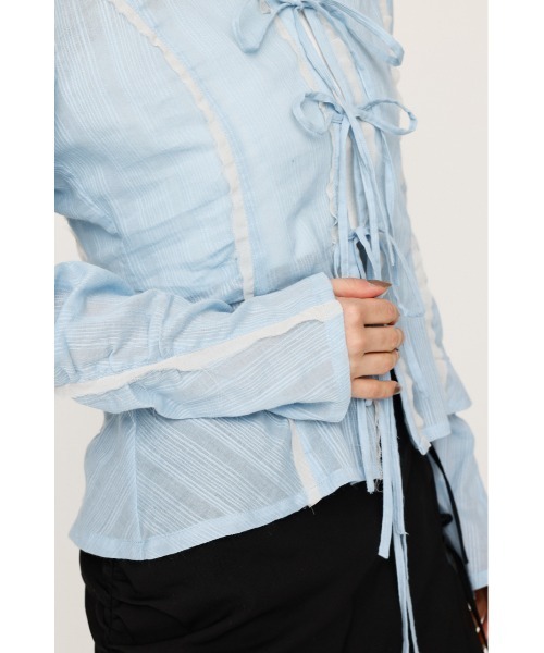 SLY（スライ） ブラウス シャツ FRONT RIBBON SHIRRING SH フロント 