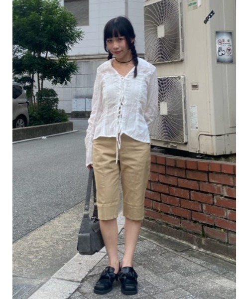 SLY（スライ） ブラウス シャツ FRONT RIBBON SHIRRING SH フロント
