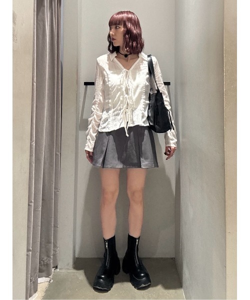 SLY（スライ） ブラウス シャツ FRONT RIBBON SHIRRING SH フロント