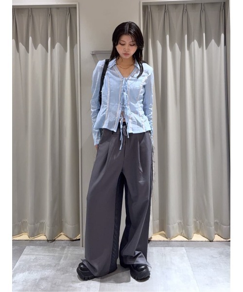 SLY（スライ） ブラウス シャツ FRONT RIBBON SHIRRING SH フロント