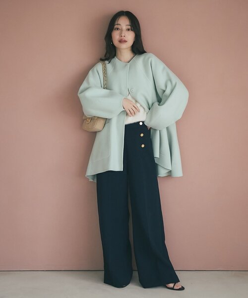 La boutique Bonbon ノーカラーコート コート 「miki監修カラー La boutique Bonbon ノーカラーコート コート 「miki監修カラー