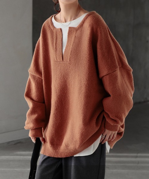 HUG.U（ハグユー） ニット セーター キーネックゆるニット レディース