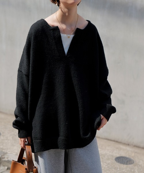 HUG.U（ハグユー） ニット セーター キーネックゆるニット レディース