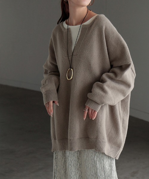 HUG.U（ハグユー） ニット セーター キーネックゆるニット レディース