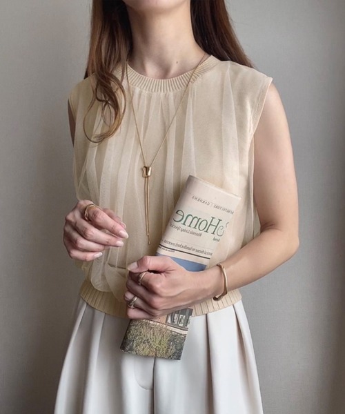 「FILLOU」 ノースリーブニット MEDIUM グレー レディース_画像3