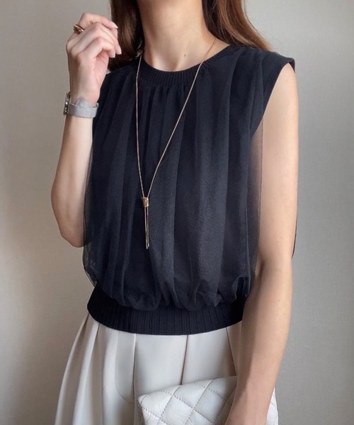 「FILLOU」 ノースリーブニット MEDIUM グレー レディース_画像7