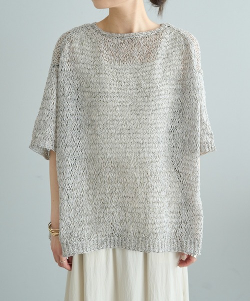 「PUAL CE CIN」 半袖ニット FREE グレー レディース_画像2