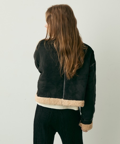Clum ムートンコート ボアコート クロップドムートンライクボア 