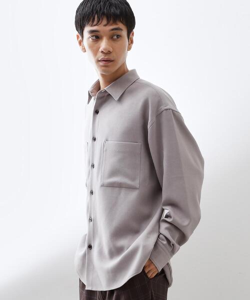 THE SHOP TK シャツ 「大人のきれいめカジュアルに」ウールライク長袖