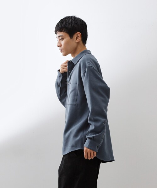 THE SHOP TK シャツ 「大人のきれいめカジュアルに」ウールライク長袖