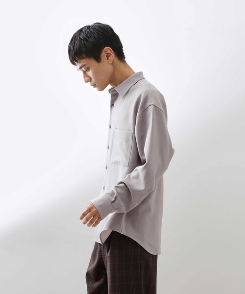 THE SHOP TK シャツ 「大人のきれいめカジュアルに」ウールライク長袖