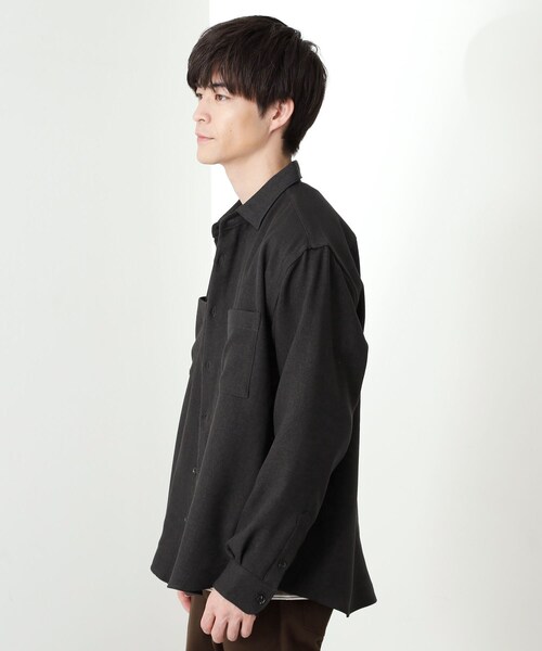 THE SHOP TK シャツ 「大人のきれいめカジュアルに」ウールライク長袖