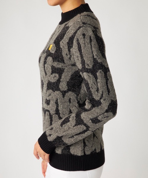 LOUDMOUTH ラウドマウス ゼブラ柄 ハーフジップセーター ニット XL ニット セーター 「Loudmouth:ラウドマウス」レディースモックネック