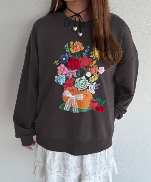 フラワートレーナー Tyler Boe Floral Jacquard Sweater in Sandstone