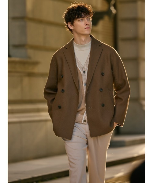 R74 S 44 バレンシアガ ブラウン ピーコート ウールコート メンズ R74 S 44 バレンシアガ ブラウン ピーコート ウールコート メンズ R74