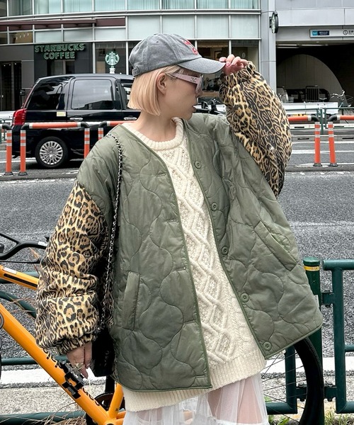 Alley Tokyo ブルゾン アウター 「MENDL'S」キルティング×ヒョウ柄BIG