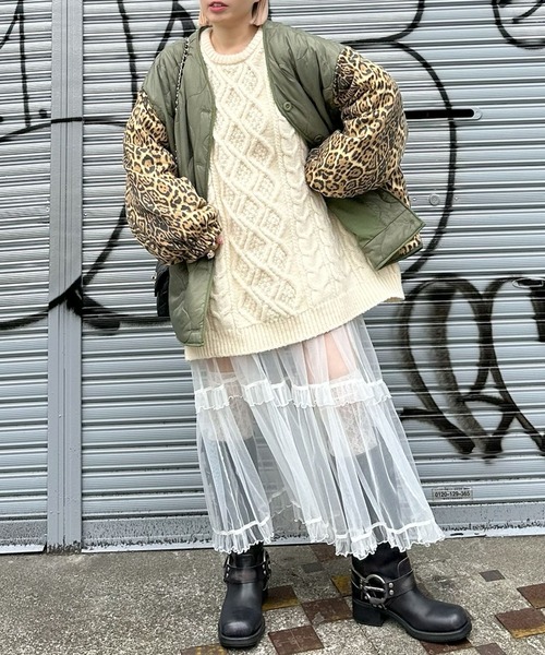 Alley Tokyo ブルゾン アウター 「MENDL'S」キルティング×ヒョウ柄BIG