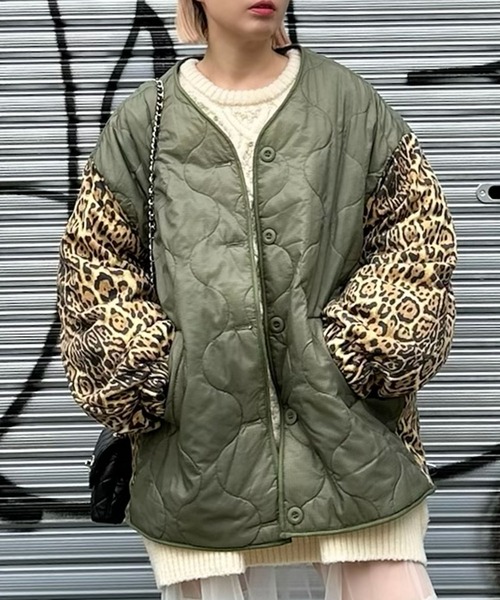 Alley Tokyo ブルゾン アウター 「MENDL'S」キルティング×ヒョウ柄BIG