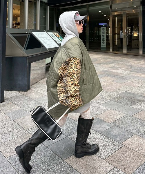 Alley Tokyo ブルゾン アウター 「MENDL'S」キルティング×ヒョウ柄BIG