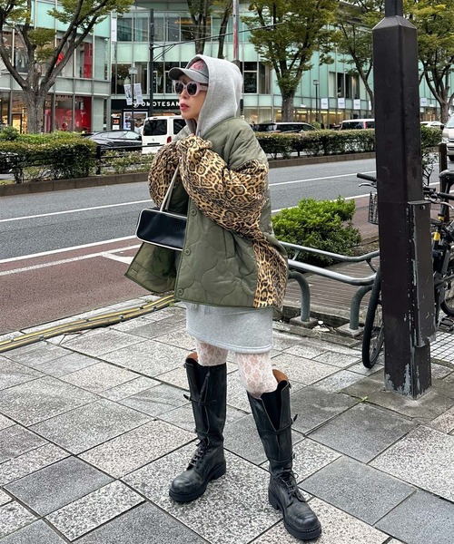 Alley Tokyo ブルゾン アウター 「MENDL'S」キルティング×ヒョウ柄BIG