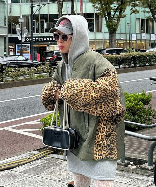 Alley Tokyo ブルゾン アウター 「MENDL'S」キルティング×ヒョウ柄BIG