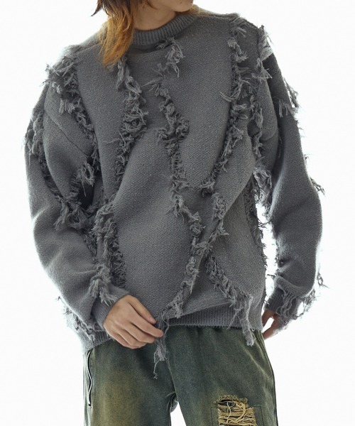 「Theater code」 長袖ニット M ホワイト メンズ_画像8