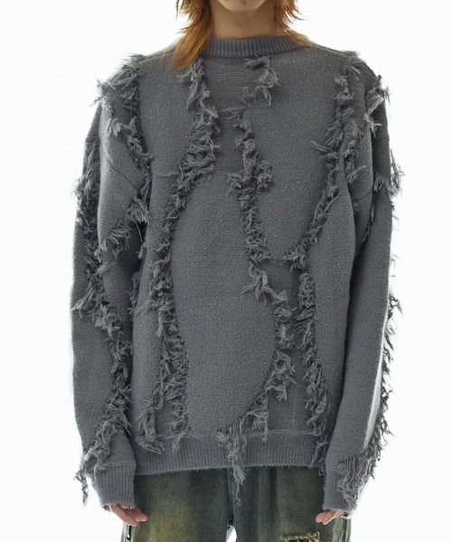 「Theater code」 長袖ニット M ホワイト メンズ_画像9