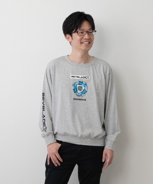 tシャツ BEYBLADE X 長袖Tシャツ ロゴワッペン ベイブレード エックス