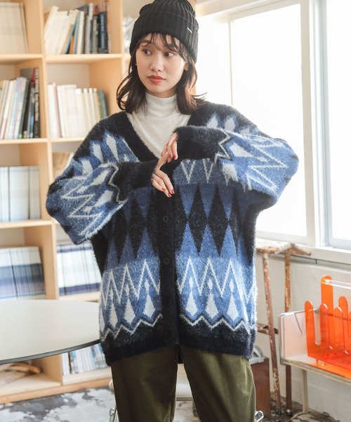 niko and…（ニコアンド） ニットカーディガン FREE ブルー レディース