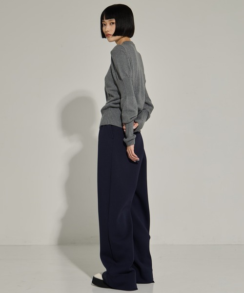 アカネウツノミヤ　パフスリーブハイネックニット　ブラック アカネウツノミヤ パフスリーブハイネックニット ブラック