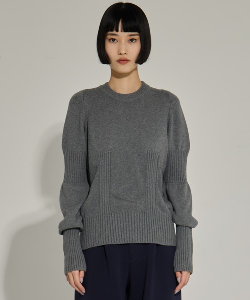 アカネウツノミヤ　パフスリーブハイネックニット　ブラック AKANE UTSUNOMIYA（アカネウツノミヤ） ニット セーター 「AKANE